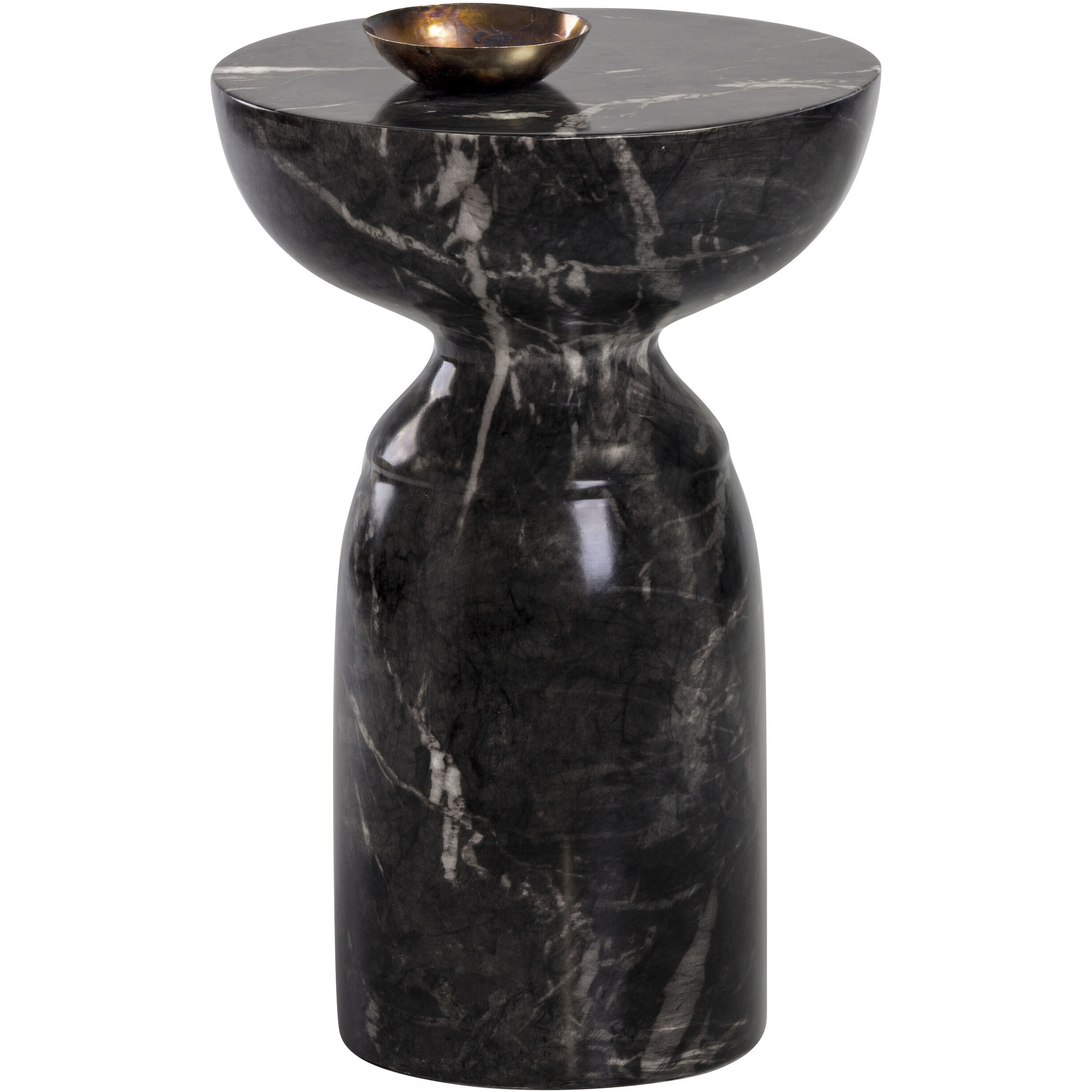 Goya 20 X 13.5 inch Marble Look / Black Outdoor End Table